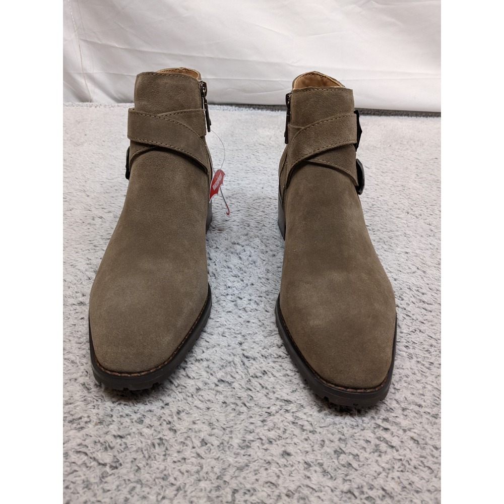 Blondo Suede Dark Taupe Round Toe Heeled Waterproof Fashion Ankle Boots Size 9.5